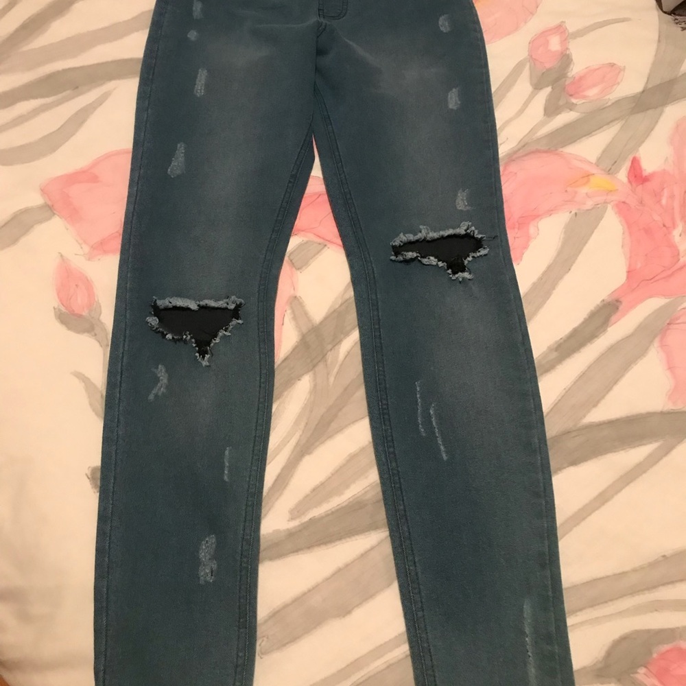 Kendall + Kylie Womens Ripped Denim Leggings, size XS